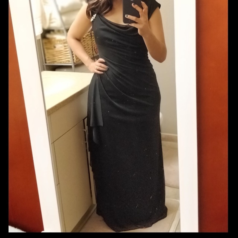 NBW black chiffon gown